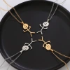 Hollowed-out four-leaf clover pendant necklace, collarbone chain, stud earrings, stainless steel seven-color chain wholesale 15 Item Picture